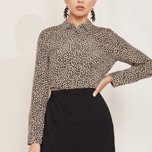 J. Crew 100% Silk Leopard Print Button-Up Blouse Size 0P